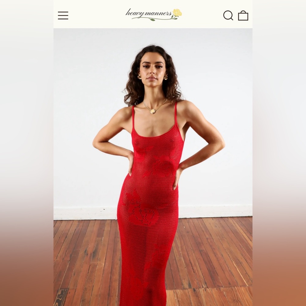 Heavy Manners 'RED' SAY IT WITH FLOWERS KNIT DRESS